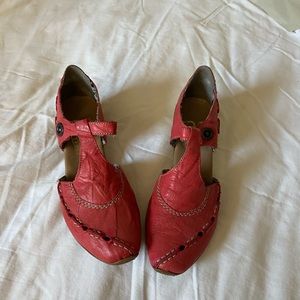 Reiker T Bar shoes, red, size 38/7
